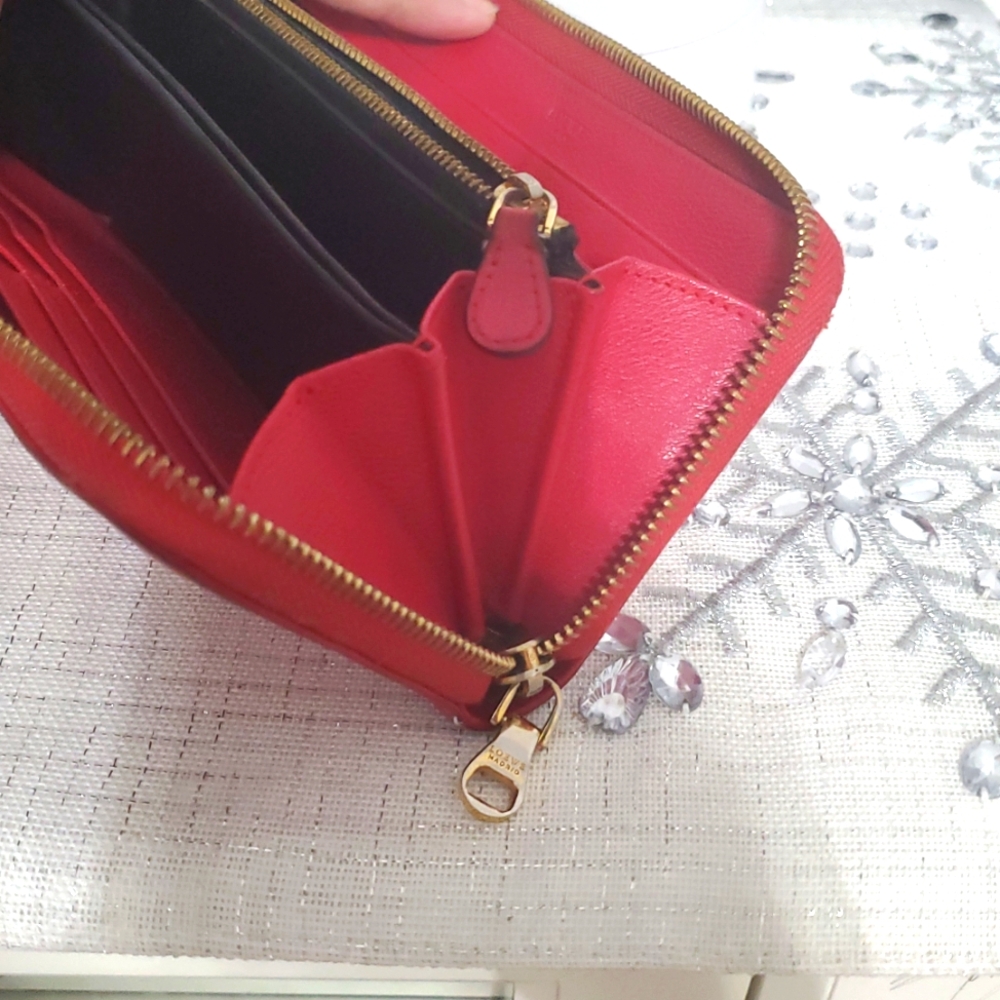 LOEWE Zip Around Long Wallet Pink/Red Anagram Leather Wallet - Picture 13 of 15